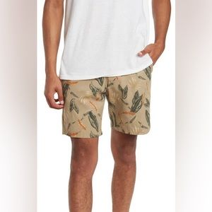 Slate And Stone Ross 7" Cotton Shorts – Khaki Leaf Palm Print